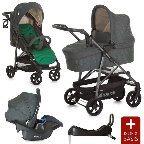 Hauck Set passeggino Rapid 4S Trio con base Isofix - Caviar Emerald