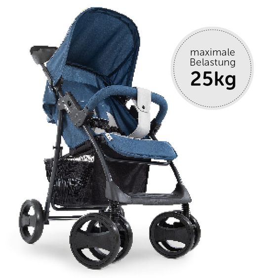 Hauck Kinderwagen-Set Shopper SLX Trio Set mit Babywanne, Autositz und Sportwagen (bis 25 kg) - Denim Grey