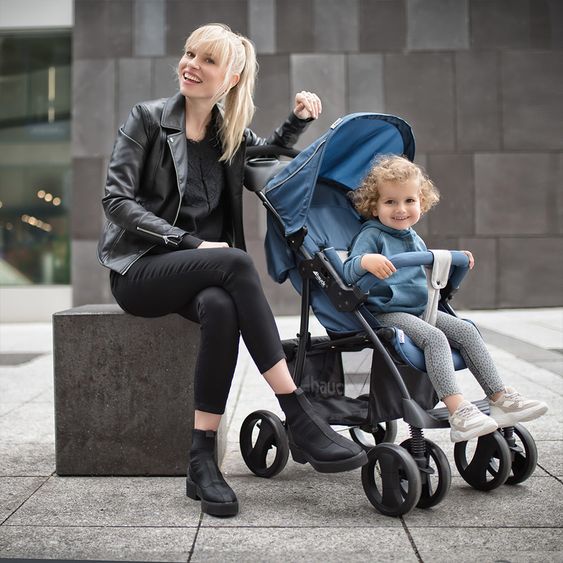 Hauck Kinderwagen-Set Shopper SLX Trio Set mit Babywanne, Autositz und Sportwagen (bis 25 kg) - Denim Grey