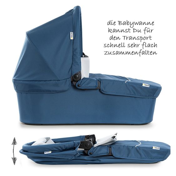 Hauck Kinderwagen-Set Shopper SLX Trio Set mit Babywanne, Autositz und Sportwagen (bis 25 kg) - Denim Grey