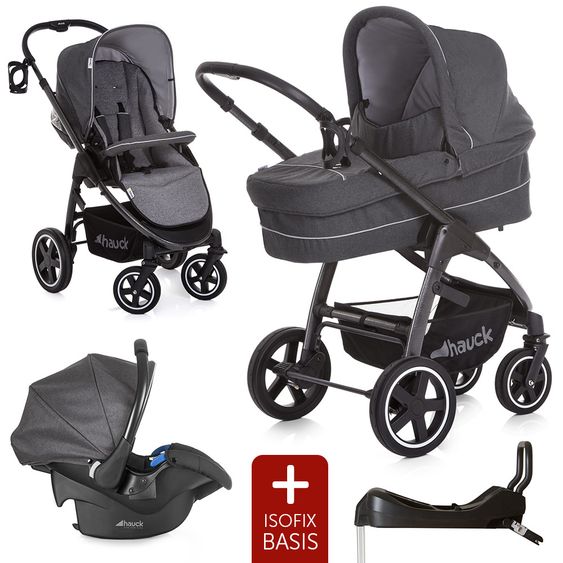Hauck Kinderwagen-Set Soul Plus Trio Set inkl. Isofix Basis - Beluga