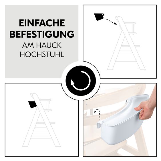 Hauck Aufbewahrungsbox für Hochstuhl Rückenlehne (abnehmbar & inkl. Deckel) - Weiß / White