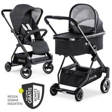 Passeggino Apollo combinato con navicella, seggiolino sportivo e pacchetto accessori XXL - Caviar