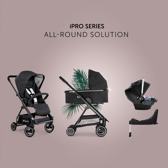 Hauck Kombi-Kinderwagen Apollo inkl. Babywanne, Sportsitz und XXL Zubehörpaket - Caviar