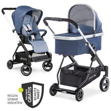 Passeggino combinato Apollo con navicella, seggiolino sportivo e pacchetto accessori XXL - Denim