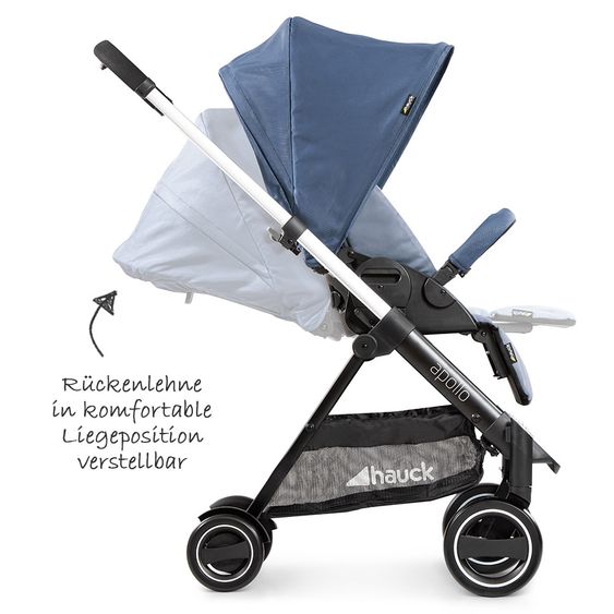Hauck Combi stroller Apollo incl. carrycot, sport seat and XXL accessories package - Denim