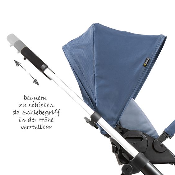 Hauck Combi stroller Apollo incl. carrycot, sport seat and XXL accessories package - Denim