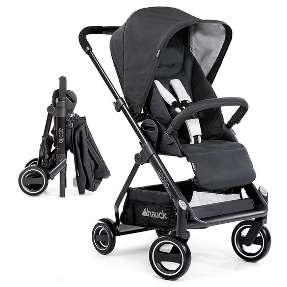 Hauck Kombi-Kinderwagen Apollo - inkl. Sportwagen und Babywanne für Neugeborene - Caviar