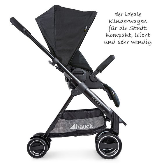 Hauck Kombi-Kinderwagen Apollo - inkl. Sportwagen und Babywanne für Neugeborene - Caviar