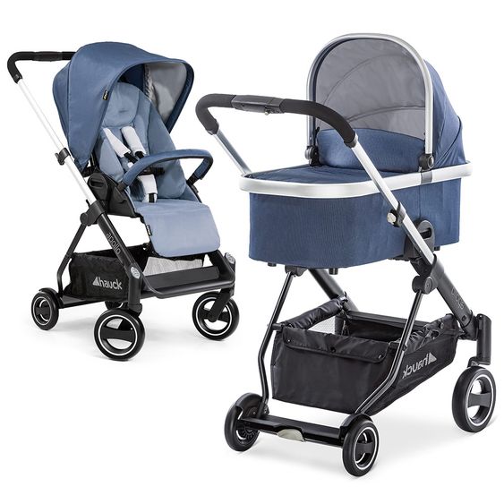 Hauck Passeggino Apollo Combi - incluso passeggino e navicella per neonati - Denim
