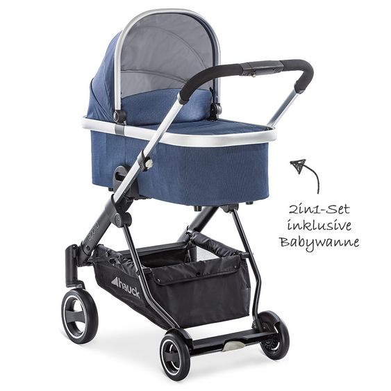 Hauck Passeggino Apollo Combi - incluso passeggino e navicella per neonati - Denim