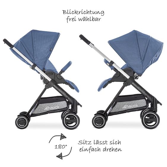 Hauck Passeggino Apollo Combi - incluso passeggino e navicella per neonati - Denim