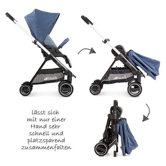 Hauck Passeggino Apollo Combi - incluso passeggino e navicella per neonati - Denim