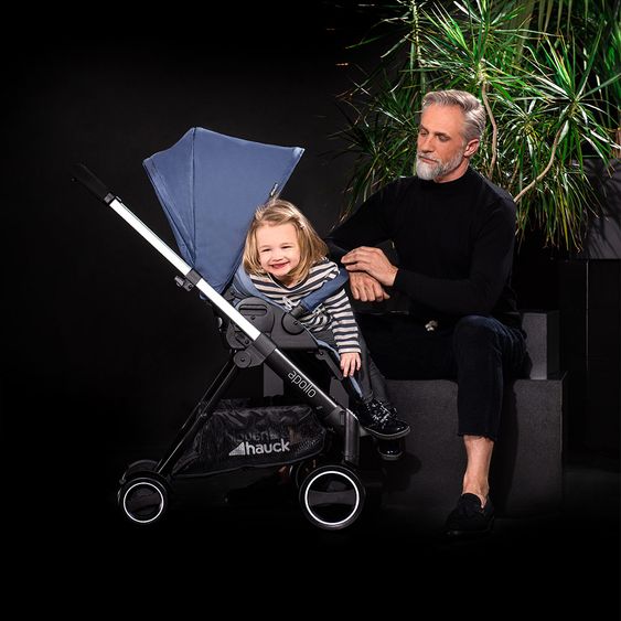 Hauck Passeggino Apollo Combi - incluso passeggino e navicella per neonati - Denim