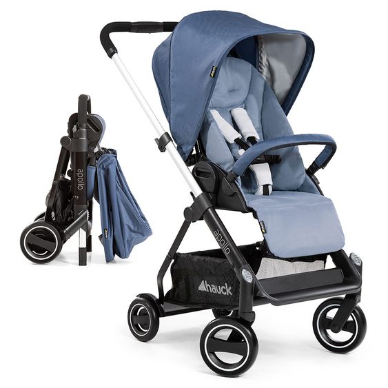 Hauck Passeggino Apollo Combi - incluso passeggino e navicella per neonati - Denim