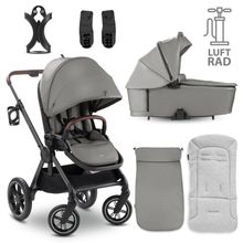 Combi Stroller Comfort N Care Air Set - incl. carrycot, sports seat, leg cover, seat pad and cupholder - Dark Grey