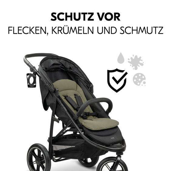 Hauck Kombi-Kinderwagen Comfort N Care Set - inkl. Babywanne, Sportsitz, Beindecke, Sitzauflage und Getränkehalter - Olive