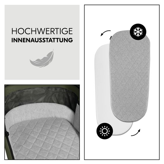 Hauck Kombi-Kinderwagen Comfort N Care Set - inkl. Babywanne, Sportsitz, Beindecke, Sitzauflage und Getränkehalter - Olive
