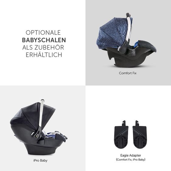 Hauck Kombi-kinderwagen Eagle 4S Duoset inkl. Sportwagen, Babywanne, Beindecke und Insektenschutz - Denim Grey