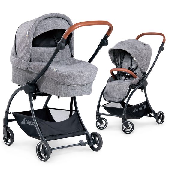 Hauck Kombi-kinderwagen Eagle 4S Duoset inkl. Sportwagen, Babywanne, Beindecke und Insektenschutz - Melange Grey
