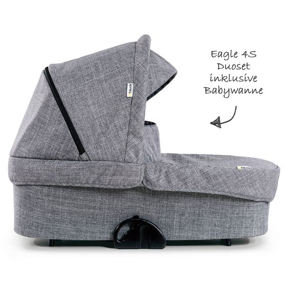 Hauck Kombi-kinderwagen Eagle 4S Duoset inkl. Sportwagen, Babywanne, Beindecke und Insektenschutz - Melange Grey