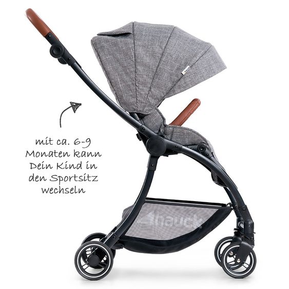 Hauck Kombi-kinderwagen Eagle 4S Duoset inkl. Sportwagen, Babywanne, Beindecke und Insektenschutz - Melange Grey
