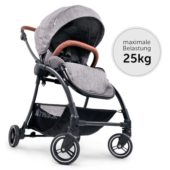 Hauck Kombi-kinderwagen Eagle 4S Duoset inkl. Sportwagen, Babywanne, Beindecke und Insektenschutz - Melange Grey