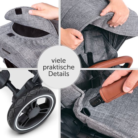Hauck Kombi-kinderwagen Eagle 4S Duoset inkl. Sportwagen, Babywanne, Beindecke und Insektenschutz - Melange Grey