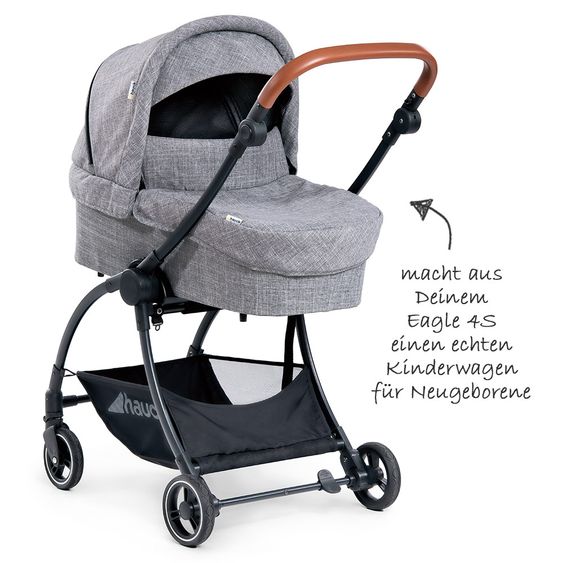 Hauck Kombi-kinderwagen Eagle 4S Duoset inkl. Sportwagen, Babywanne, Beindecke und Insektenschutz - Melange Grey