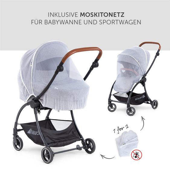Hauck Kombi-kinderwagen Eagle 4S Duoset inkl. Sportwagen, Babywanne, Beindecke und Insektenschutz - Melange Grey