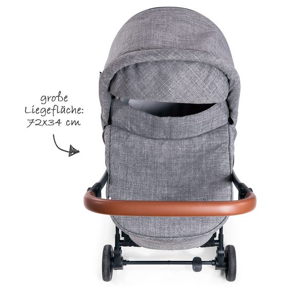 Hauck Kombi-kinderwagen Eagle 4S Duoset inkl. Sportwagen, Babywanne, Beindecke und Insektenschutz - Melange Grey