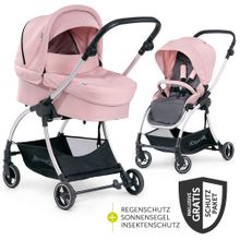 Combi stroller Eagle 4S Duoset incl. stroller, carrycot, leg cover and XXL accessories package - Pink Grey