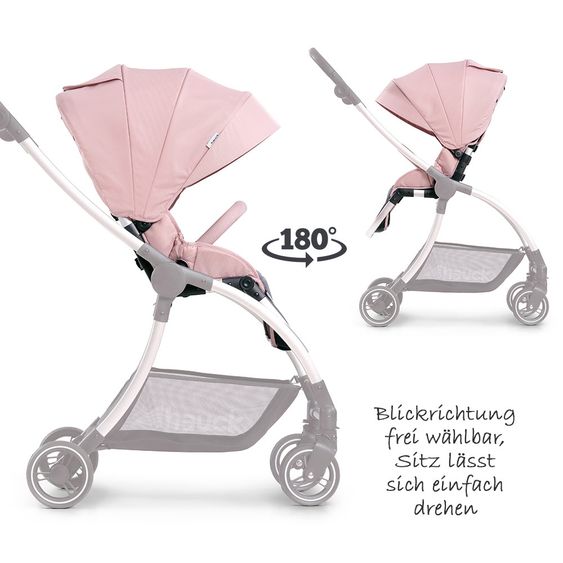 Hauck Kombi-Kinderwagen Eagle 4S Duoset inkl. Sportwagen, Babywanne, Beindecke und XXL Zubehörpaket - Pink Grey
