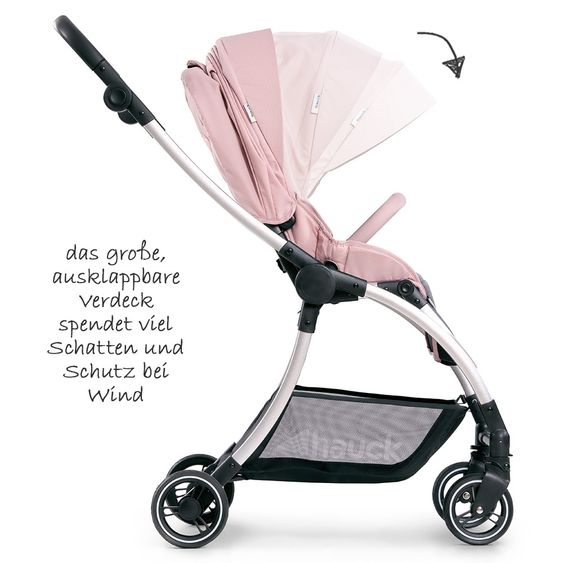 Hauck Kombi-Kinderwagen Eagle 4S Duoset inkl. Sportwagen, Babywanne, Beindecke und XXL Zubehörpaket - Pink Grey