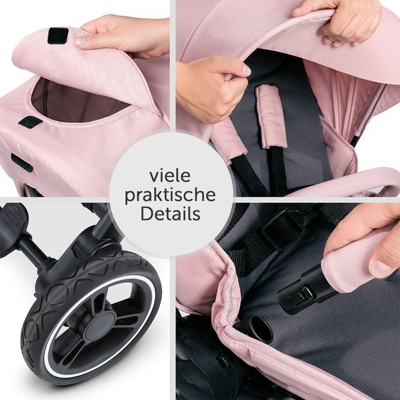 Hauck Kombi-Kinderwagen Eagle 4S Duoset inkl. Sportwagen, Babywanne, Beindecke und XXL Zubehörpaket - Pink Grey