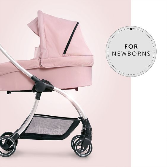 Hauck Kombi-Kinderwagen Eagle 4S Duoset inkl. Sportwagen, Babywanne, Beindecke und XXL Zubehörpaket - Pink Grey