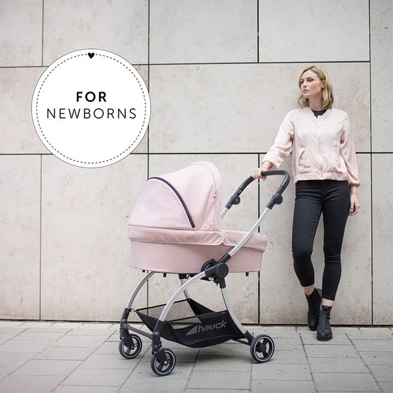 Hauck Kombi-Kinderwagen Eagle 4S Duoset inkl. Sportwagen, Babywanne, Beindecke und XXL Zubehörpaket - Pink Grey