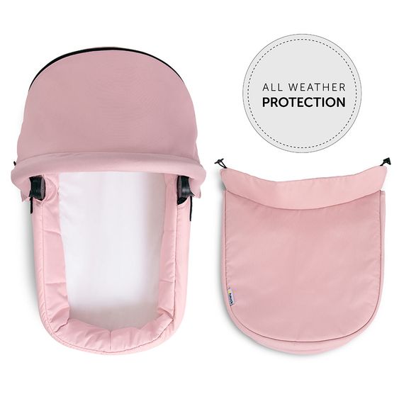 Hauck Kombi-Kinderwagen Eagle 4S Duoset inkl. Sportwagen, Babywanne, Beindecke und XXL Zubehörpaket - Pink Grey