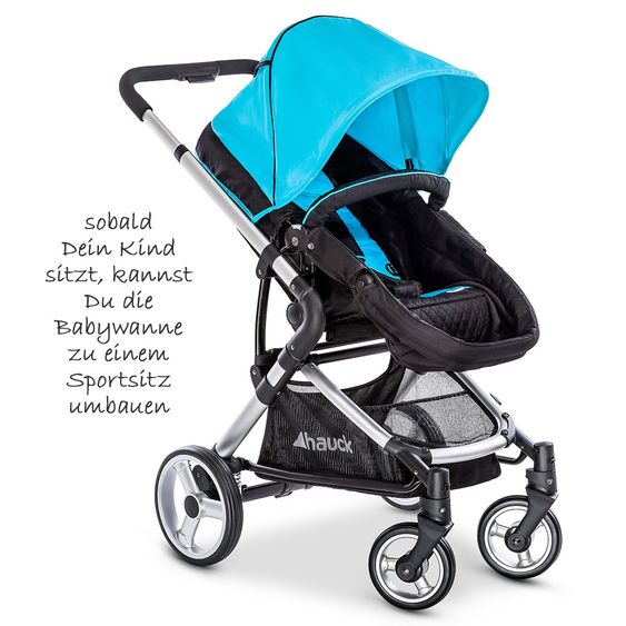 Hauck Kombi-Kinderwagen Manhattan - inkl. Babywanne und Sportsitz - Caviar Capri