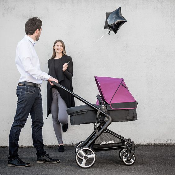 Hauck Kombi-Kinderwagen Manhattan - inkl. Babywanne und Sportsitz - Charcoal Purple