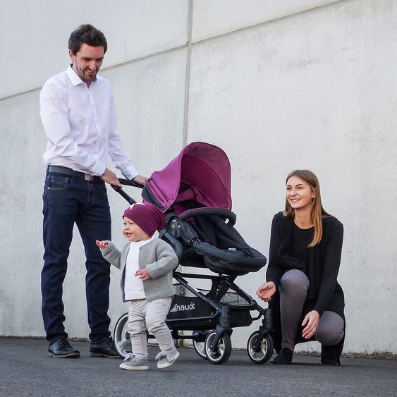 Hauck Kombi-Kinderwagen Manhattan - inkl. Babywanne und Sportsitz - Charcoal Purple