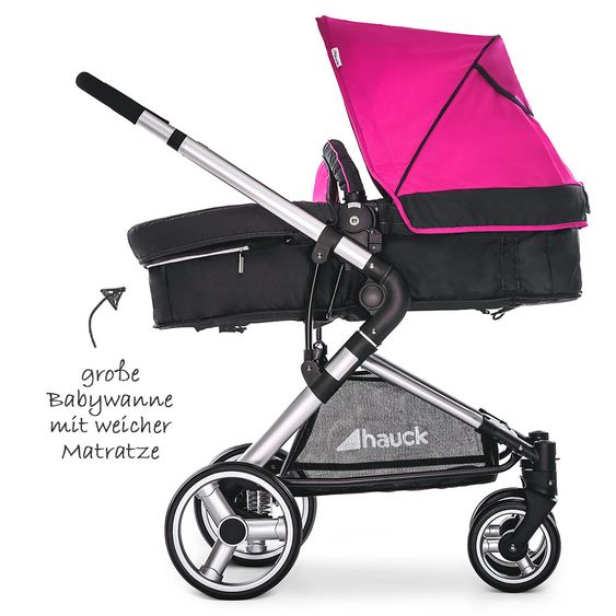 Hauck Kombi-Kinderwagen Manhattan - inkl. Babywanne und Sportsitz - Charcoal Purple