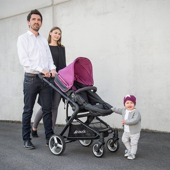 Hauck Kombi-Kinderwagen Manhattan - inkl. Babywanne und Sportsitz - Charcoal Purple