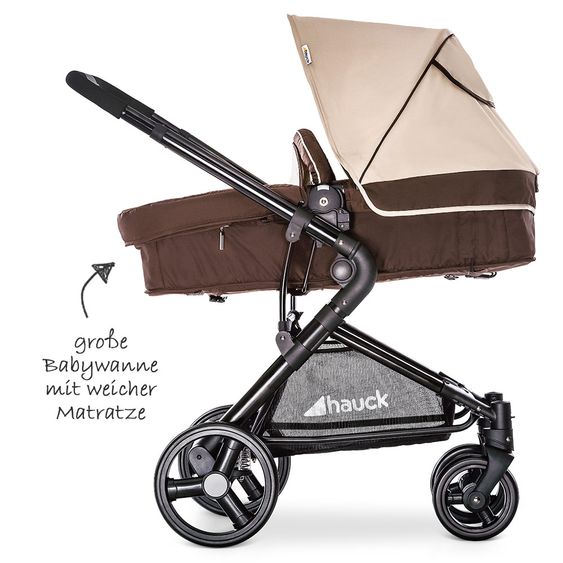 Hauck Kombi-Kinderwagen Manhattan - inkl. Babywanne und Sportsitz - Chocolate Almond