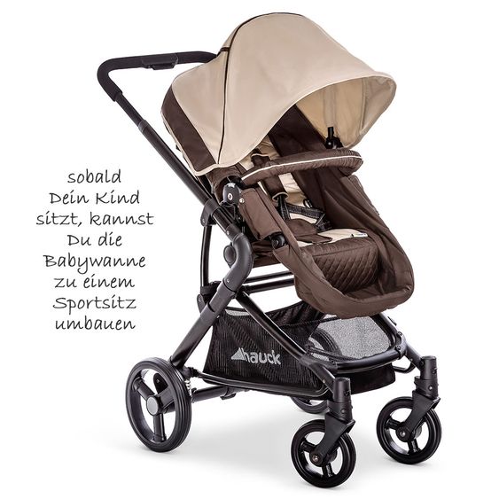 Hauck Kombi-Kinderwagen Manhattan - inkl. Babywanne und Sportsitz - Chocolate Almond