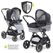 Kombi-Kinderwagen Mars Duoset inkl. Sportwagen & Babywanne für Neugeborene - Caviar Stone