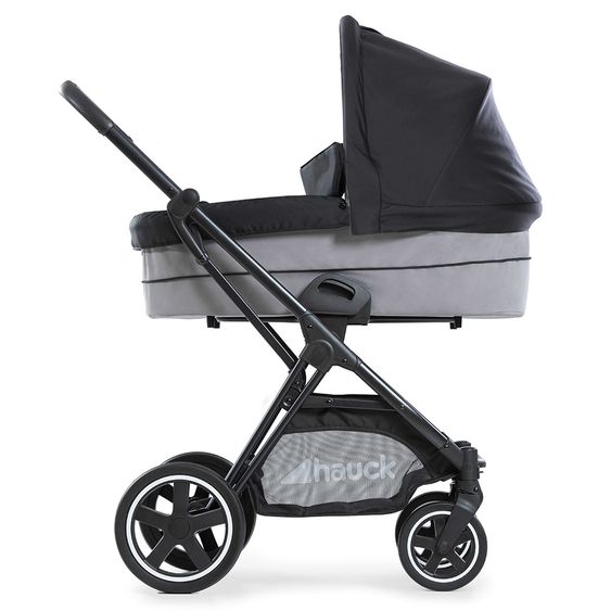 Hauck Kombi-Kinderwagen Mars Duoset inkl. Sportwagen & Babywanne für Neugeborene - Caviar Stone