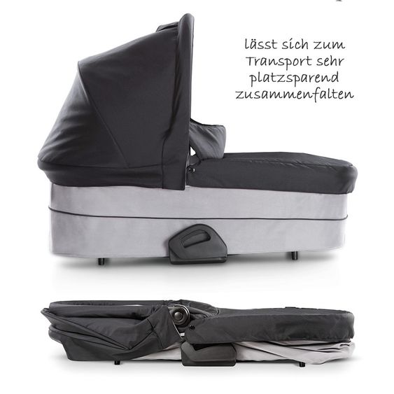 Hauck Kombi-Kinderwagen Mars Duoset inkl. Sportwagen & Babywanne für Neugeborene - Caviar Stone