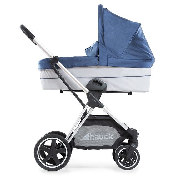 Hauck Kombi-Kinderwagen Mars Duoset inkl. Sportwagen & Babywanne für Neugeborene - Denim Silver