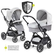 Mars Duoset Passeggino Combi incluso Passeggino e Navicella per Neonati - Pietra Lunare